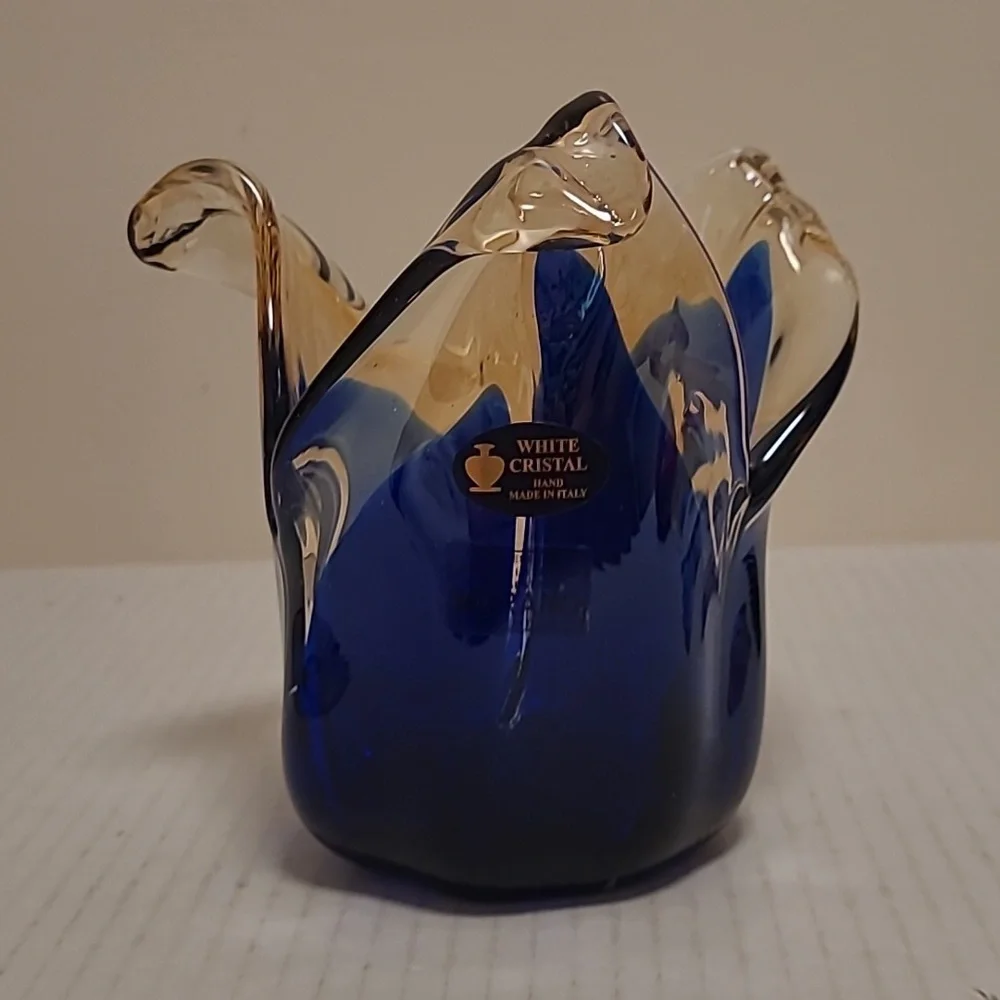 NWT White Cristal Murano Style Vase From Italy